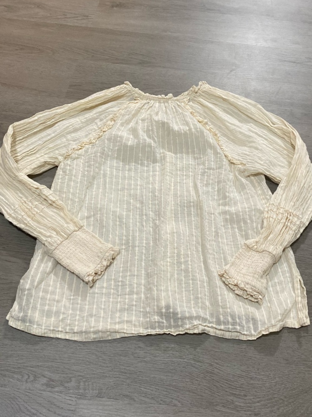 Cleobella Cream Ruffle-Trim Button Front Blouse - Picture 3 of 7